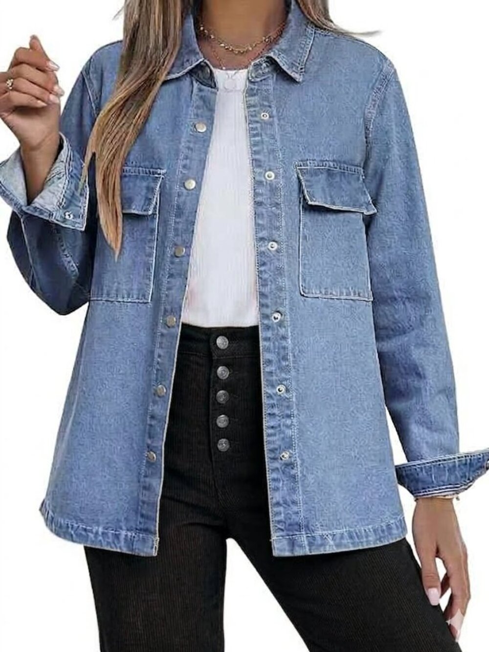 NWT luvamia Oversized Denim Shacket Jean Jacket 2XL